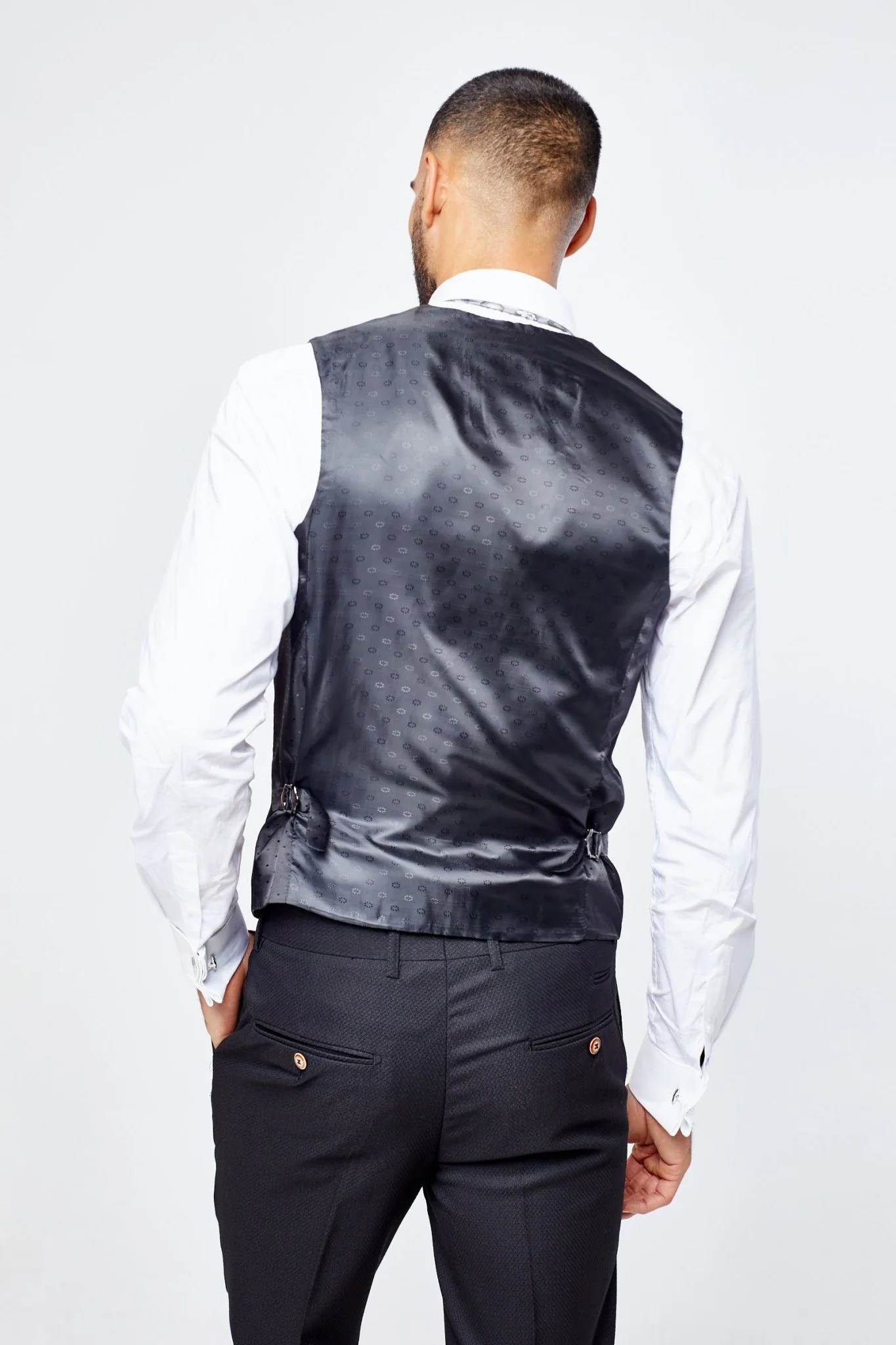 Max - Black Three Piece Suit with Contrast Buttons - Image 8
