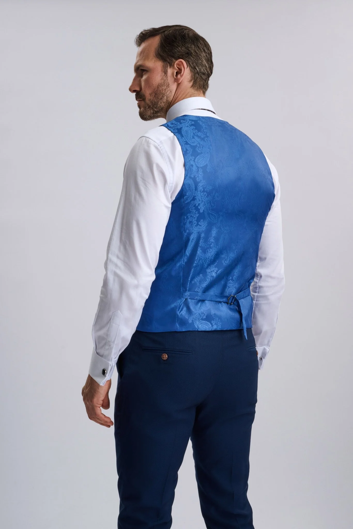 Mayfair Blue Textured Three Piece Suit - Image 4