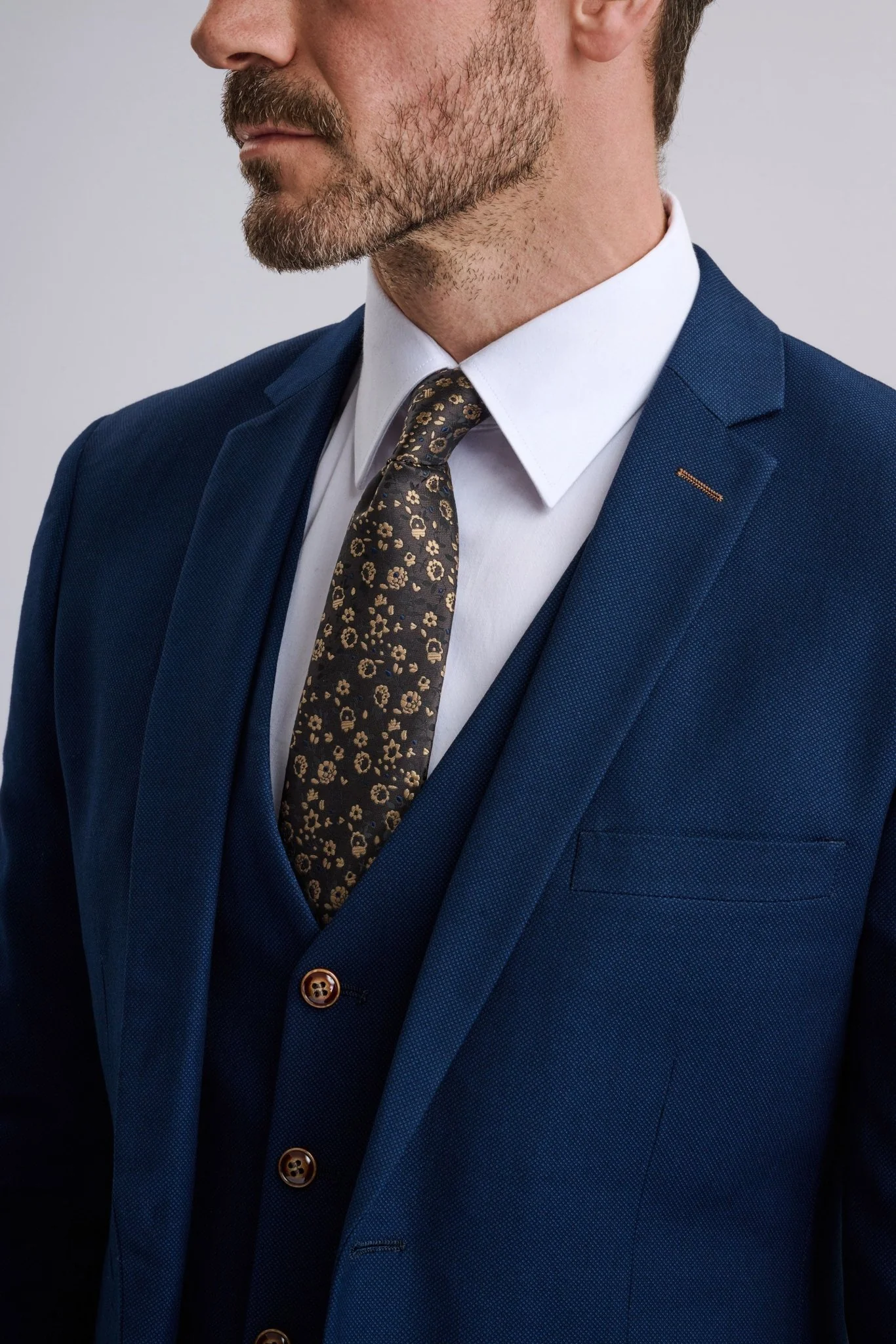 Mayfair Blue Textured Three Piece Suit - Image 5