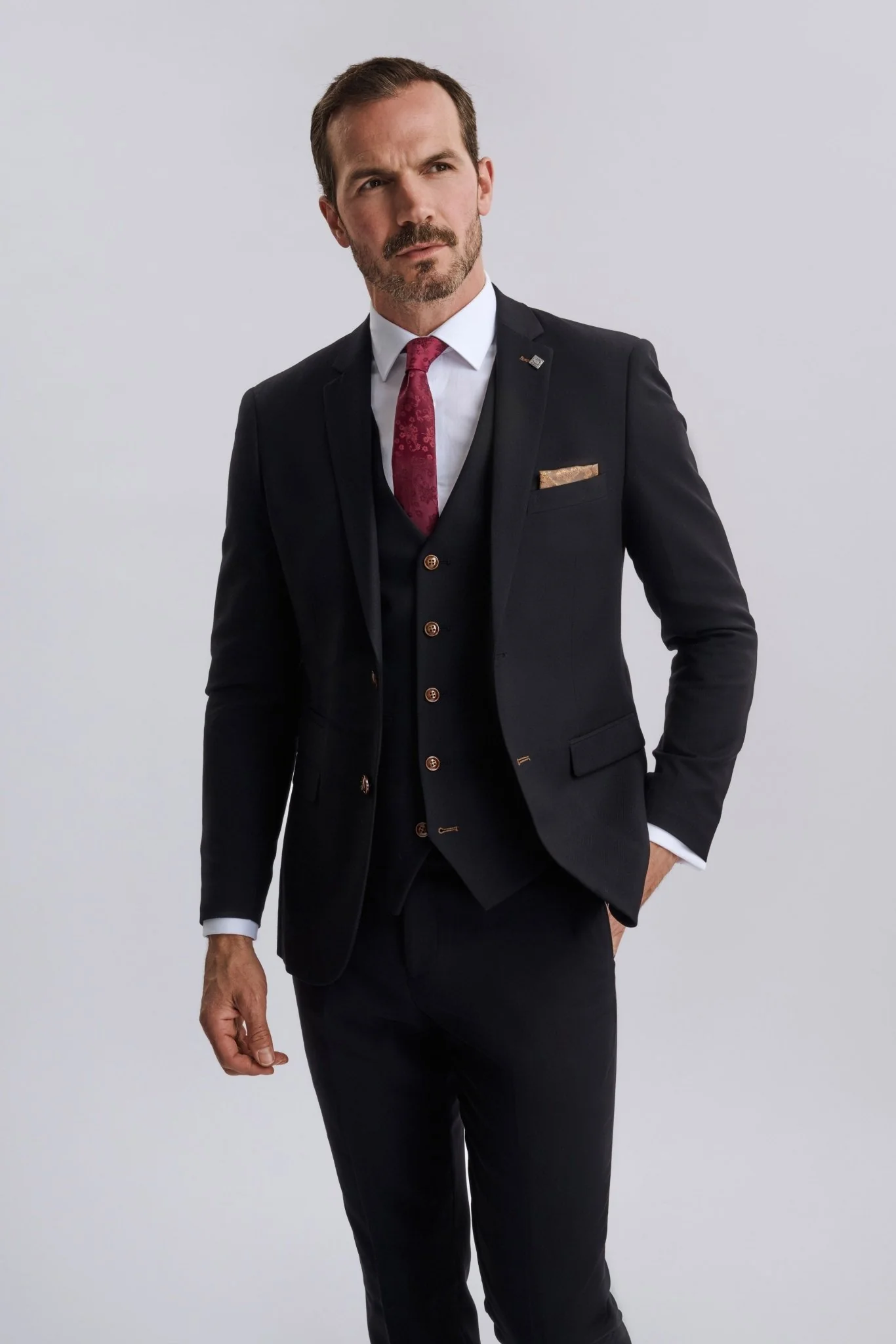 Mayfair Black Textured Three Piece Suit - Image 3