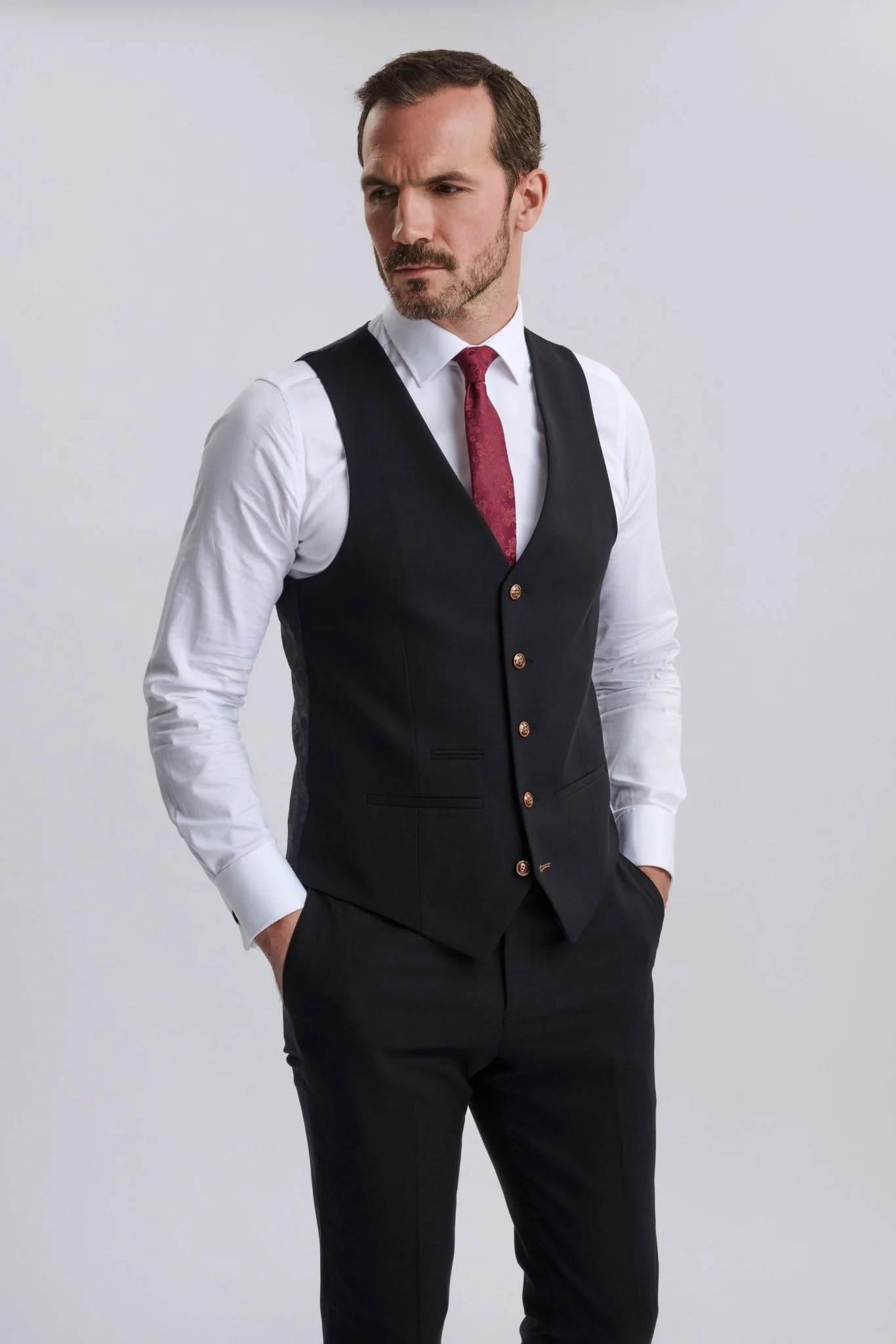 Mayfair Black Textured Three Piece Suit - Image 5