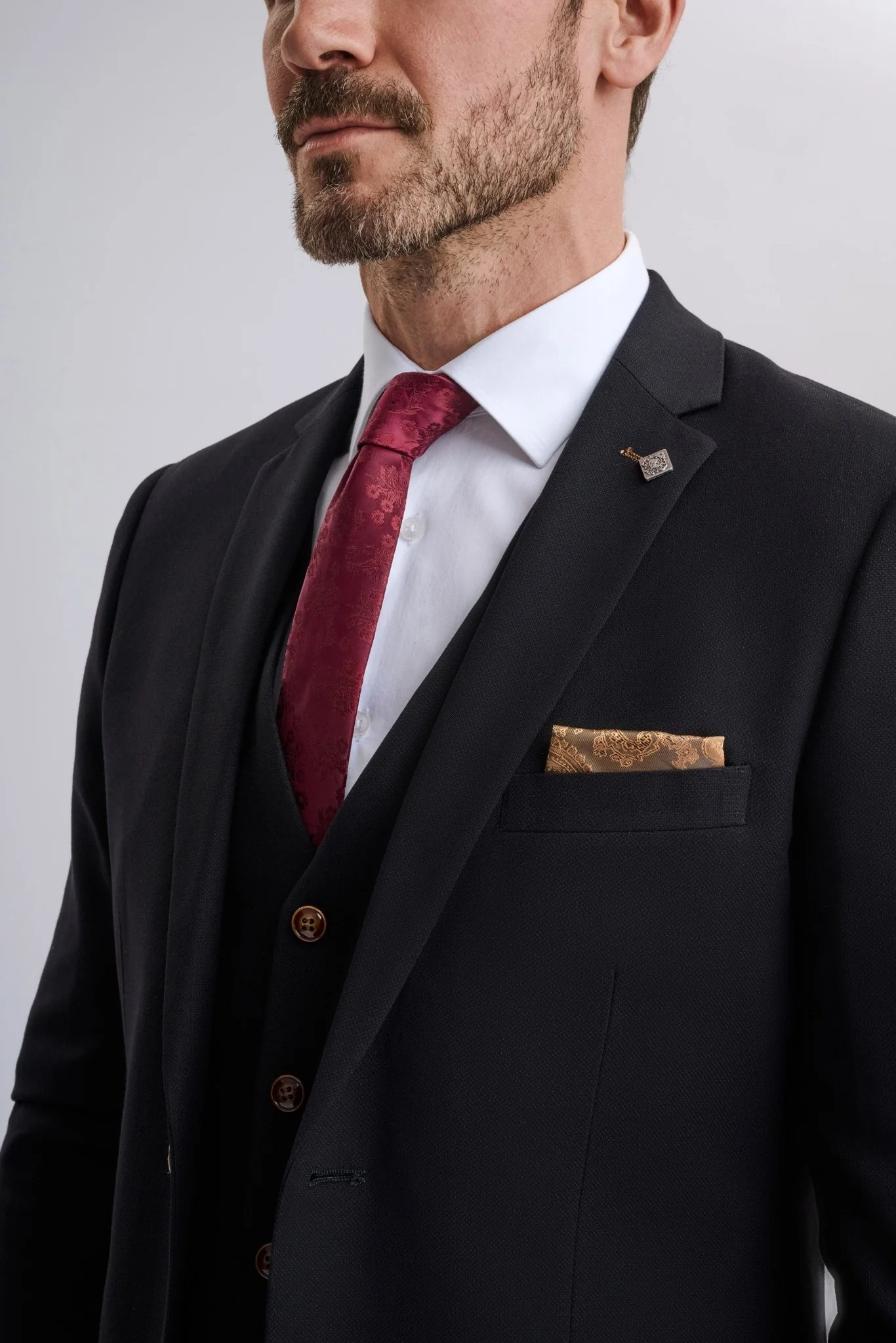 Mayfair Black Textured Three Piece Suit - Image 8