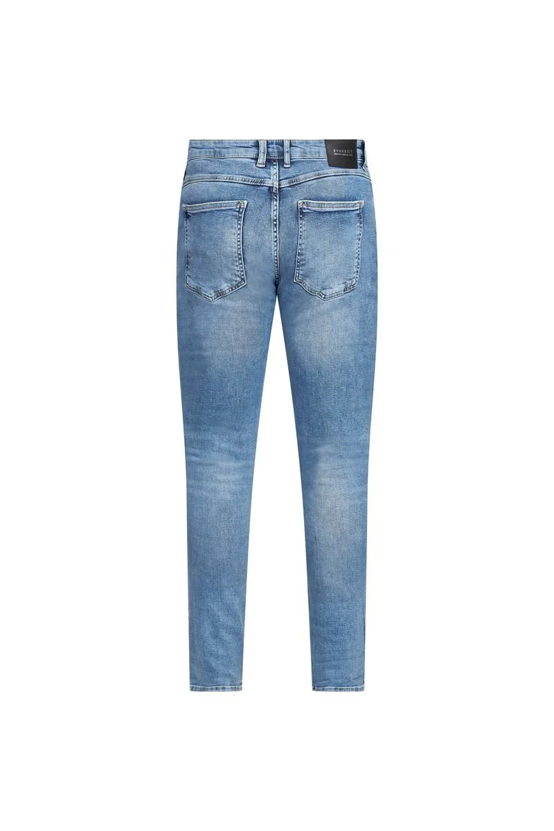 Mid-Blue Lightly Distressed Slim Jeans - Image 2