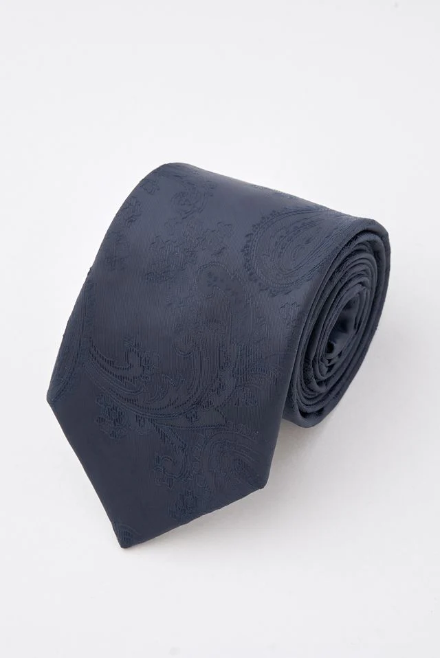 Midnight Blue Paisley Tie Set with Tie Bar & Cufflinks - Image 3