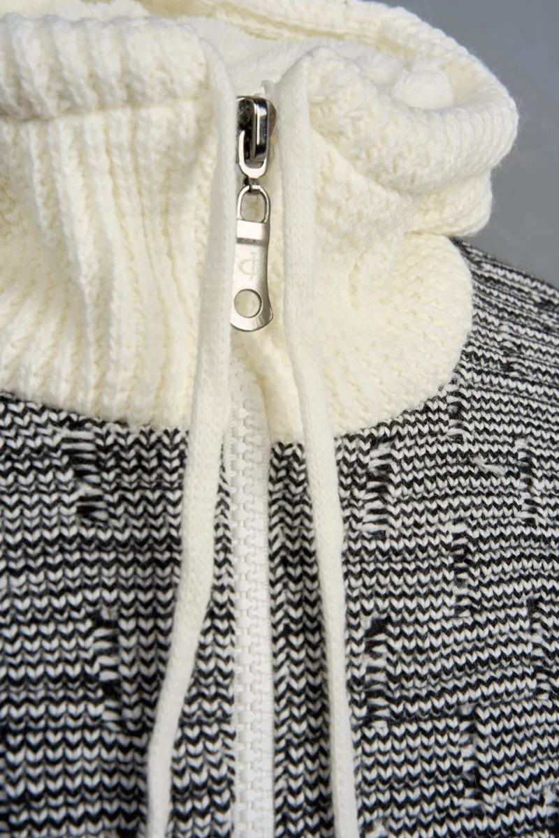 Montieri Sherpa-Lined Knit Jacket – Ivory Amber - Image 3