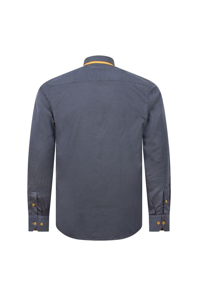 Navy & Mustard Contrast Collar Shirt - Image 3