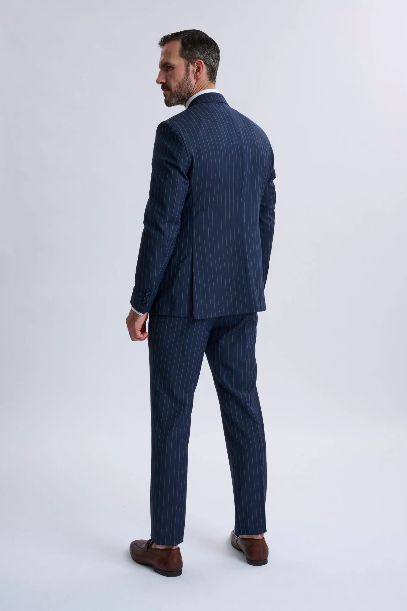 Amedeo 3-Piece Navy Pinstripe Suit - Image 2