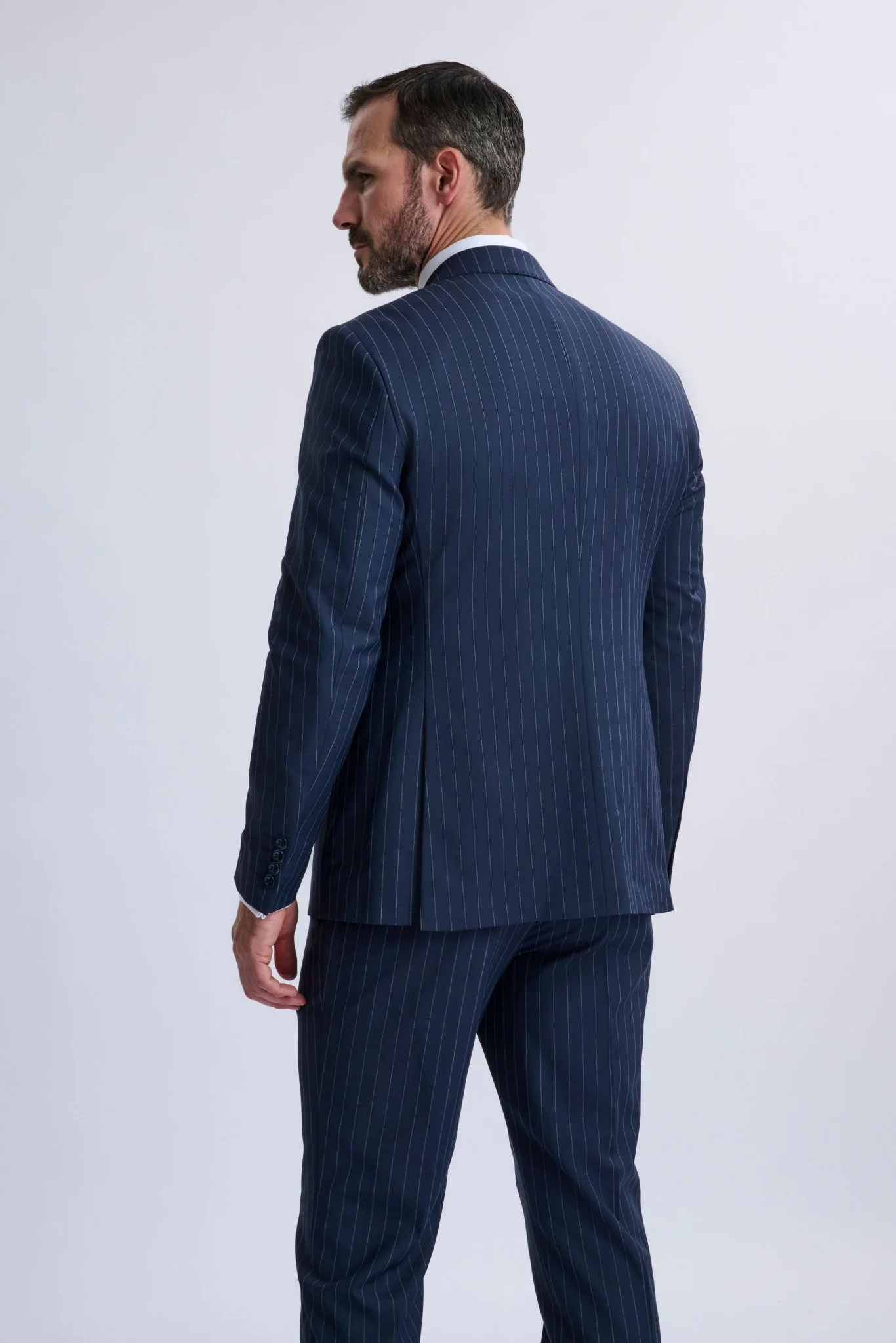 Amedeo 3-Piece Navy Pinstripe Suit - Image 4