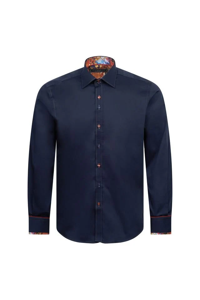 Navy Shirt with Abstract Contrast - Image 2