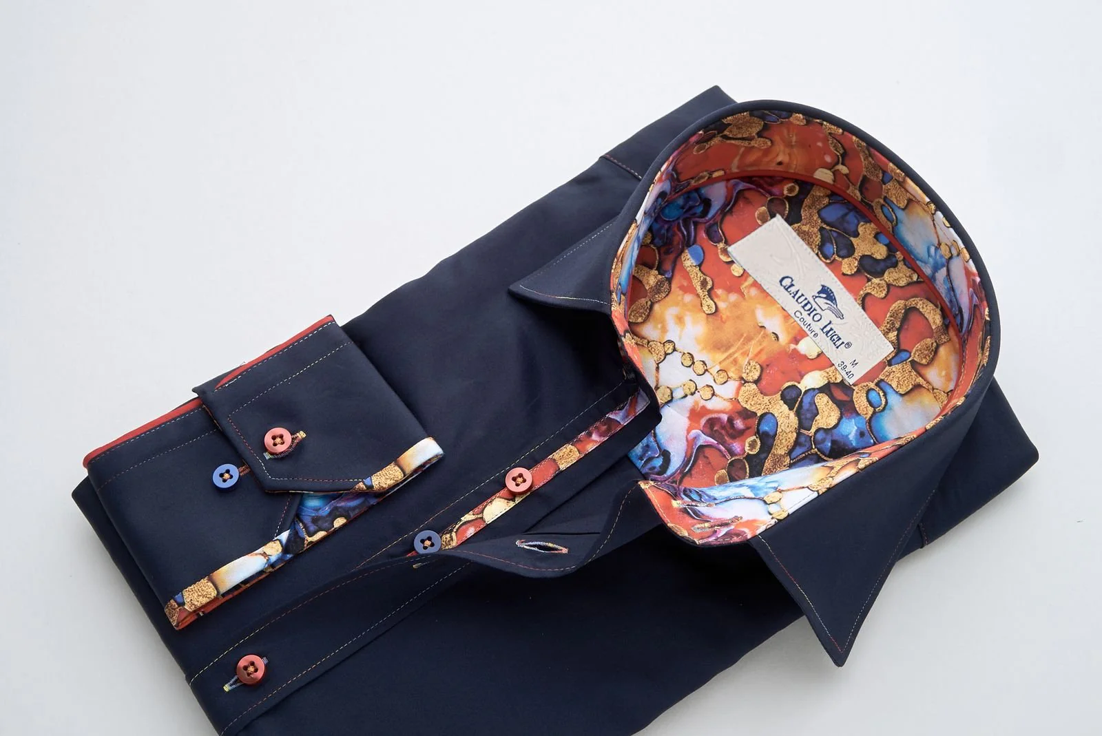 Navy Shirt with Abstract Contrast - Image 4