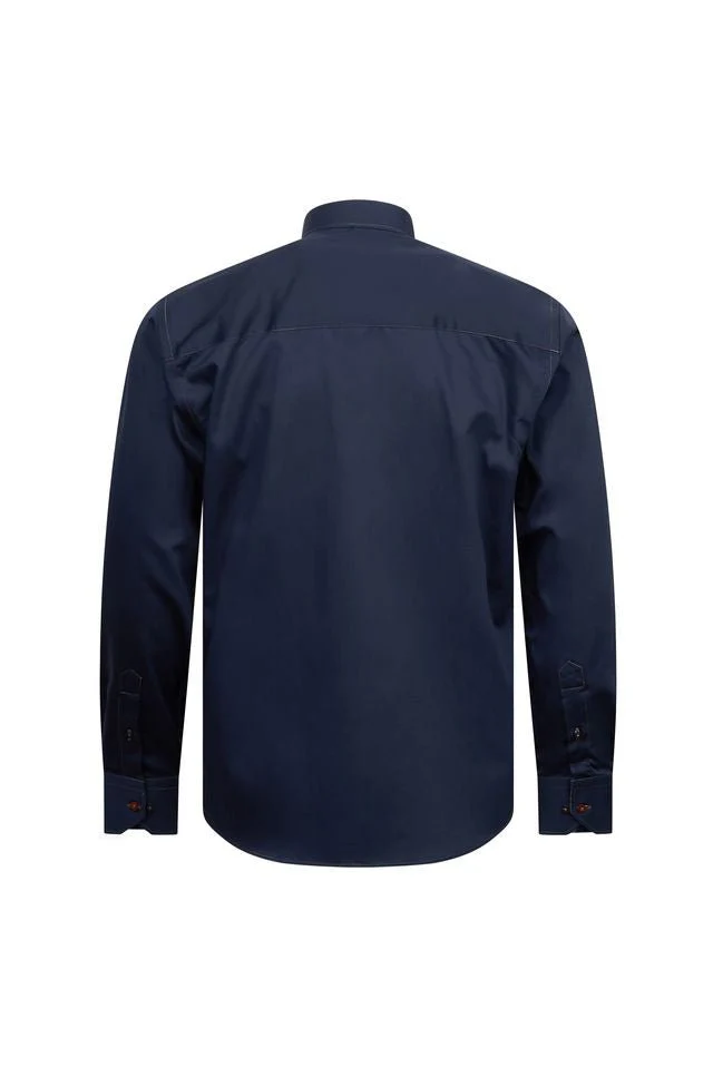 Navy Shirt with Painterly Contrast - Image 3