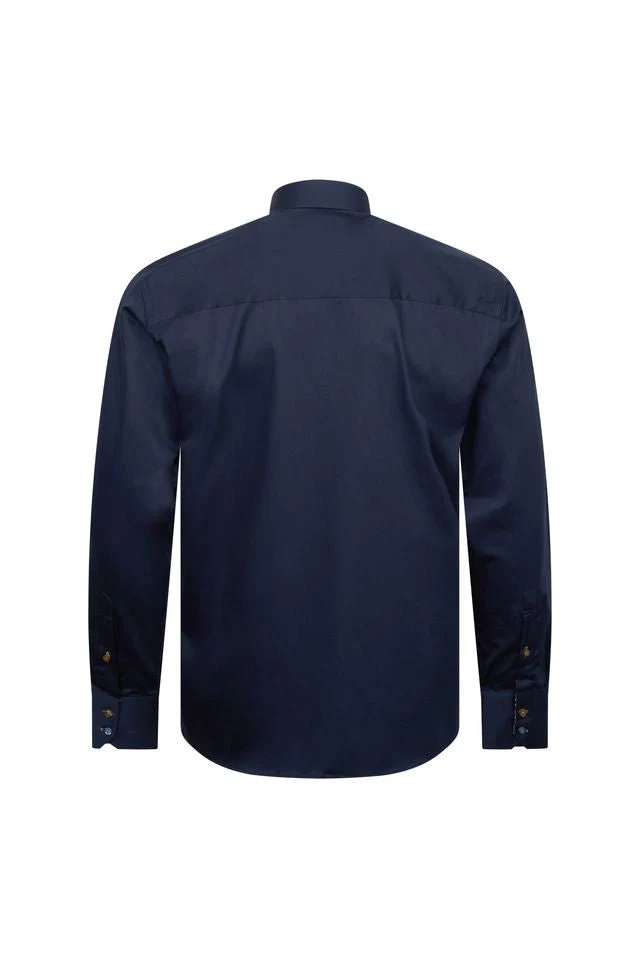 Navy Shirt with Stripe Trim - Image 3