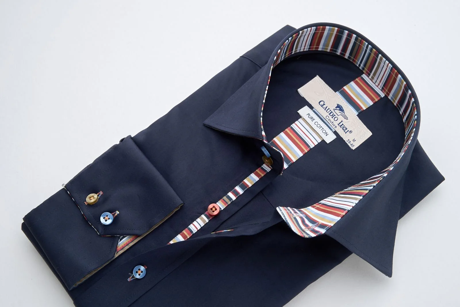 Navy Shirt with Stripe Trim - Image 4