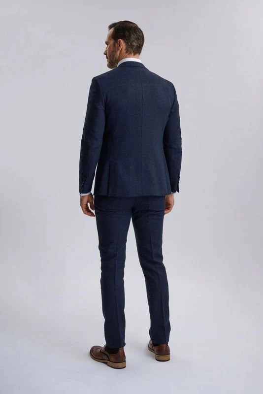 Oscar Navy Tweed Three Piece Suit - Image 10