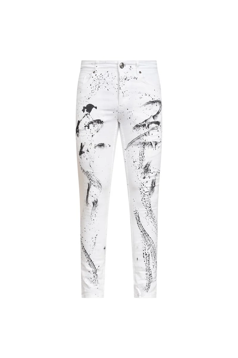 Ovy Blanc Art Splatter Stretch Denim