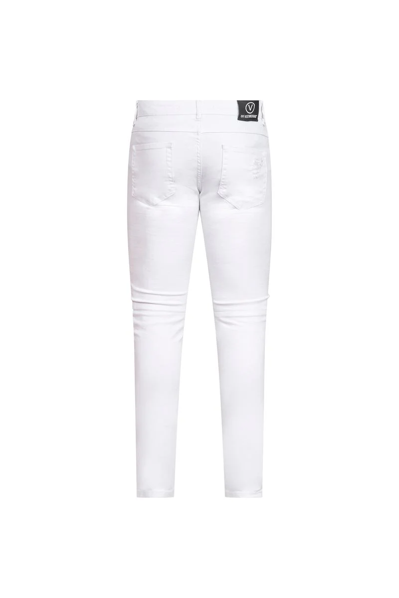 Ovy Blanc Zip Distressed Stretch Denim - Image 2