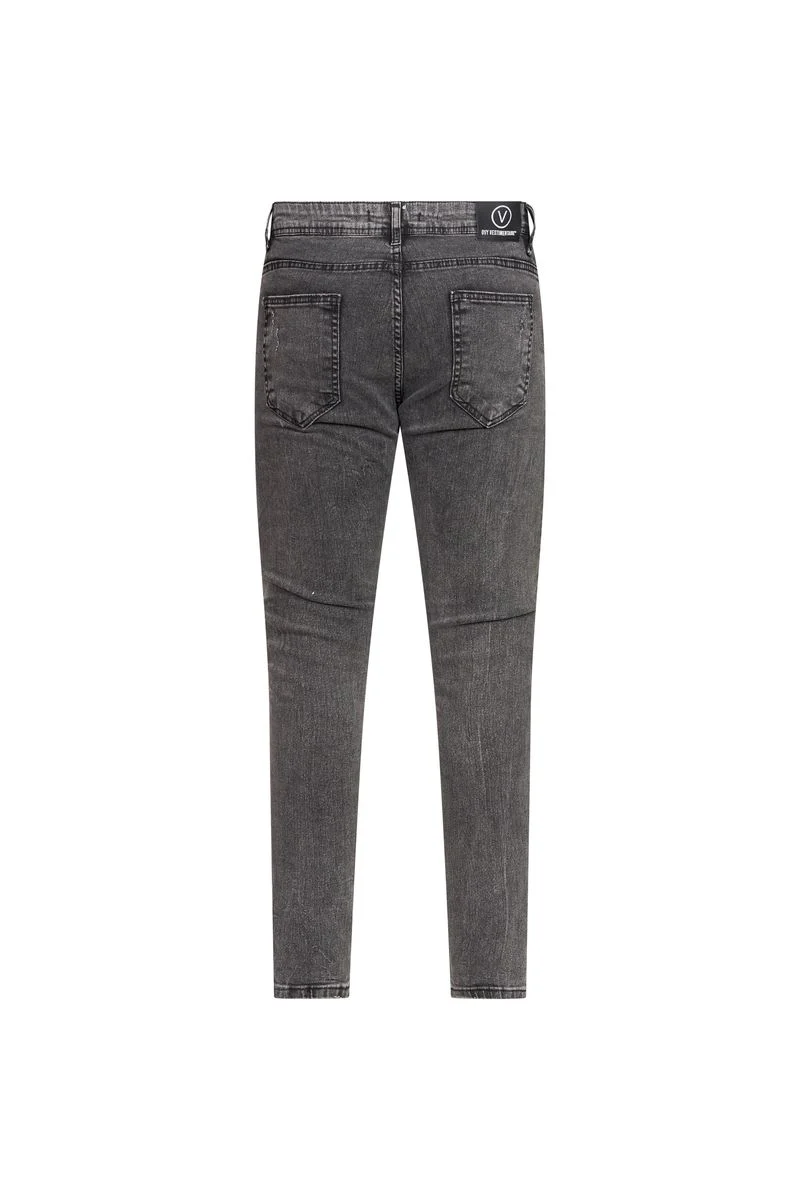 Ovy Charcoal Distressed Stretch Denim - Image 2