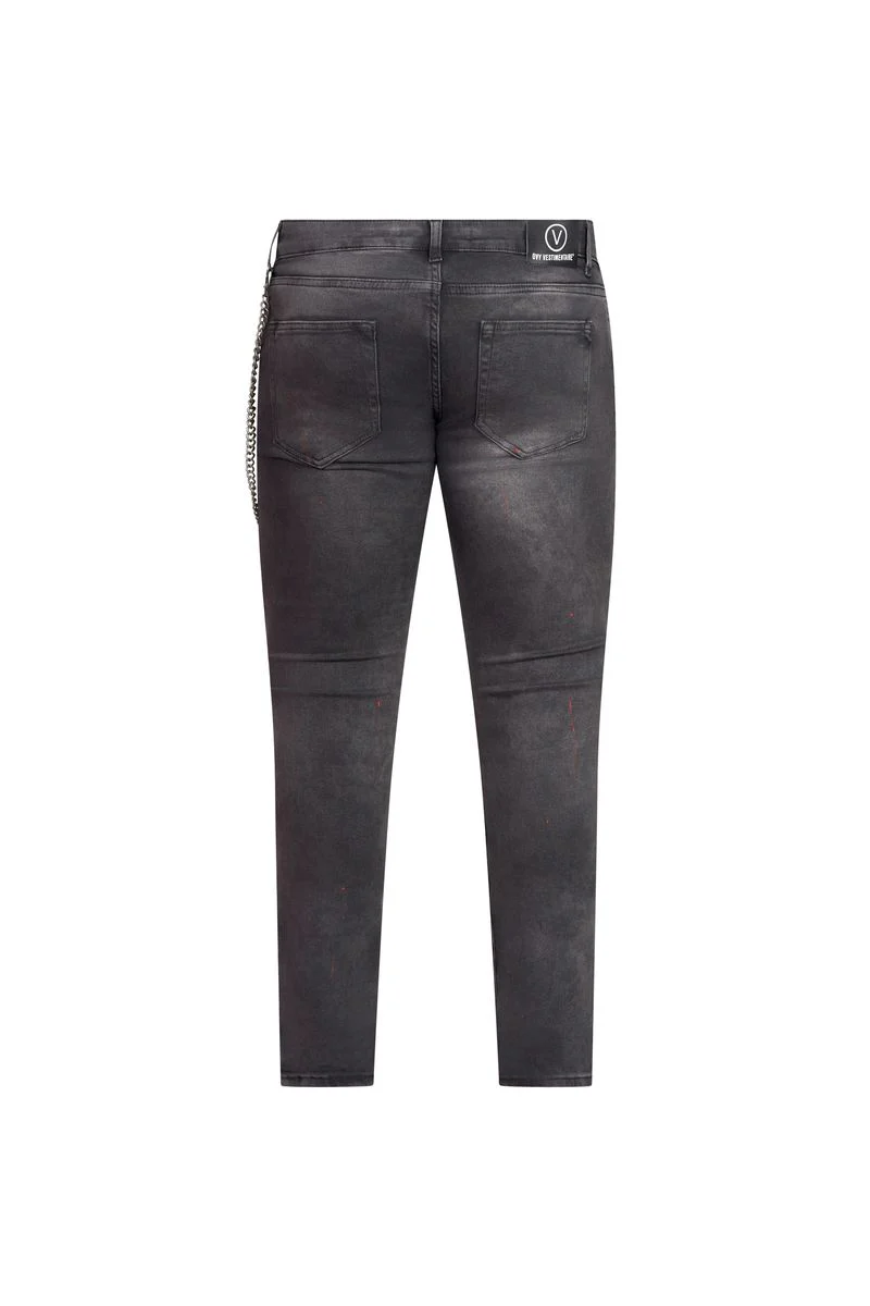 Ovy Noir Chain Distressed Stretch Denim - Image 2