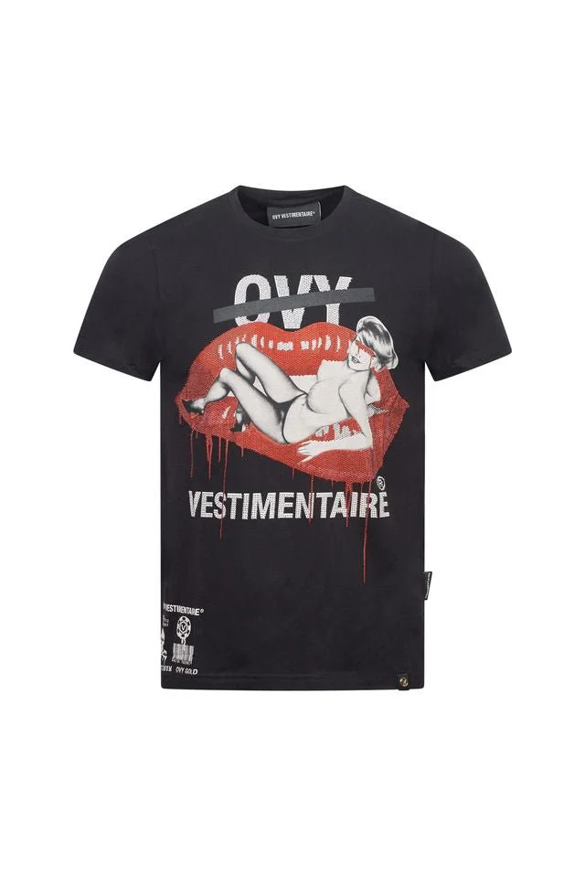 Ovy Vestimentaire Lips & Chains Black Tee