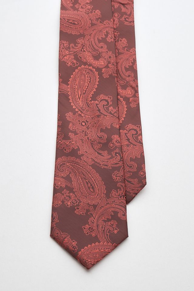 Paisley Burgundy Tie Set with Tie Bar & Cufflinks - Image 2