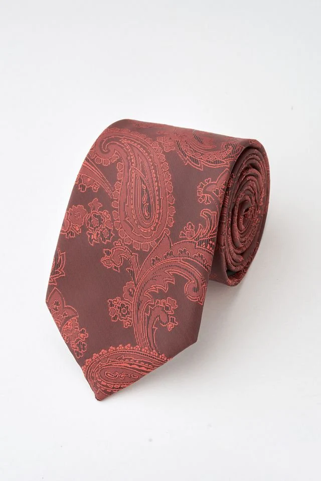 Paisley Burgundy Tie Set with Tie Bar & Cufflinks - Image 3