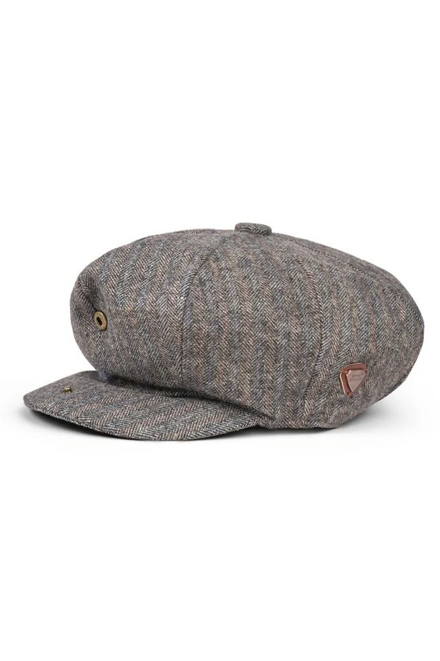 Paolo Brown Herringbone Flat Cap - Image 2