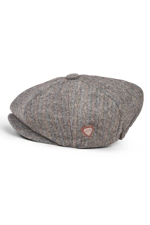 Paolo Brown Herringbone Flat Cap - Image 3