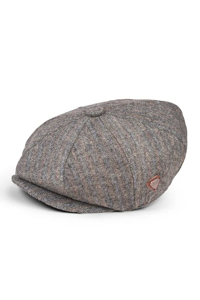 Paolo Brown Herringbone Flat Cap - Image 4