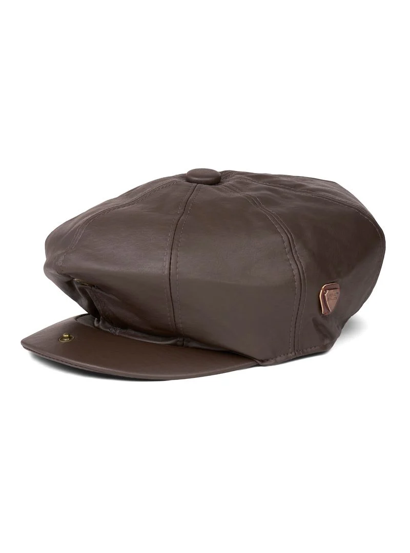 Paolo Brown Leather Flat Cap - Image 4