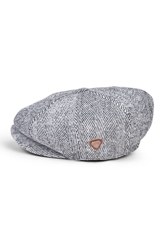 Paolo Grey Herringbone Flat Cap - Image 3