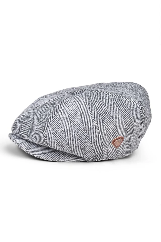 Paolo Grey Herringbone Flat Cap - Image 4