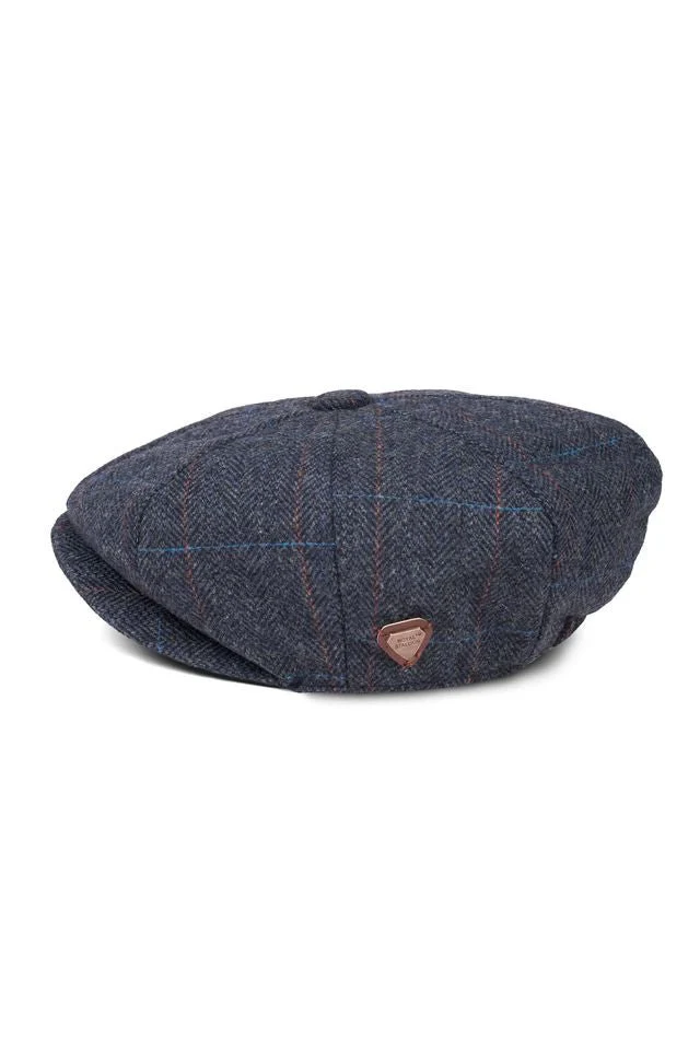 Paolo Navy Check Flat Cap - Image 3