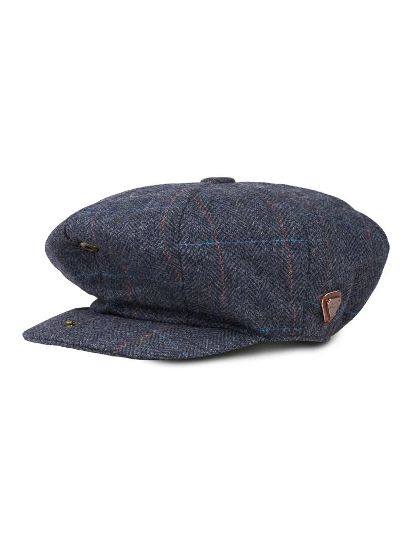 Paolo Navy Check Flat Cap - Image 4