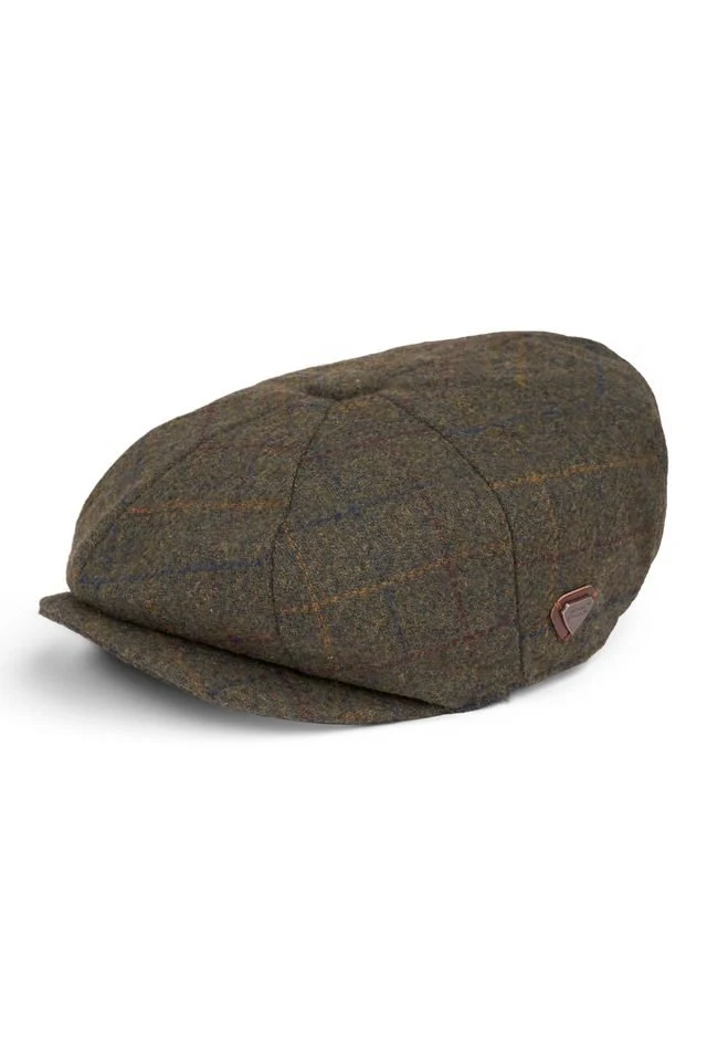 Paolo Olive Check Flat Cap - Image 4