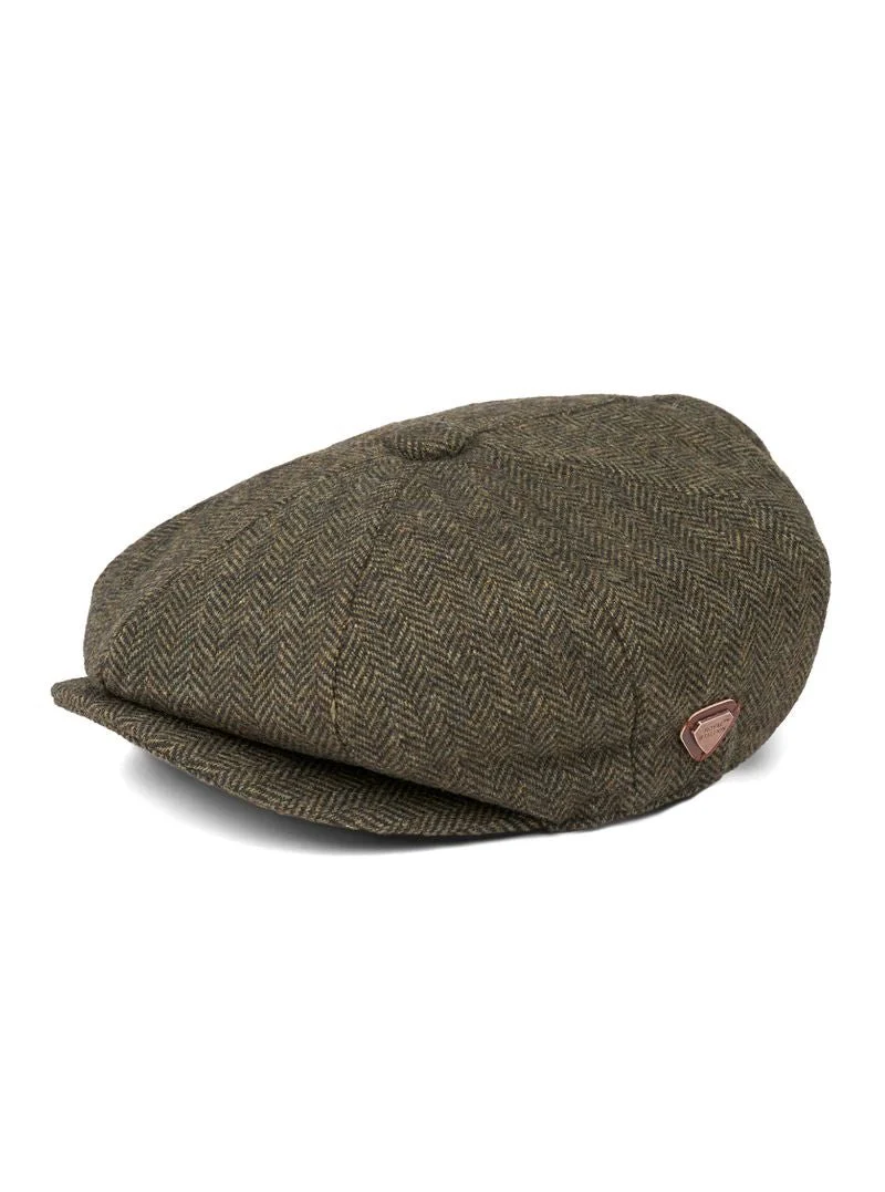 Paolo Olive Herringbone Flat Cap - Image 3