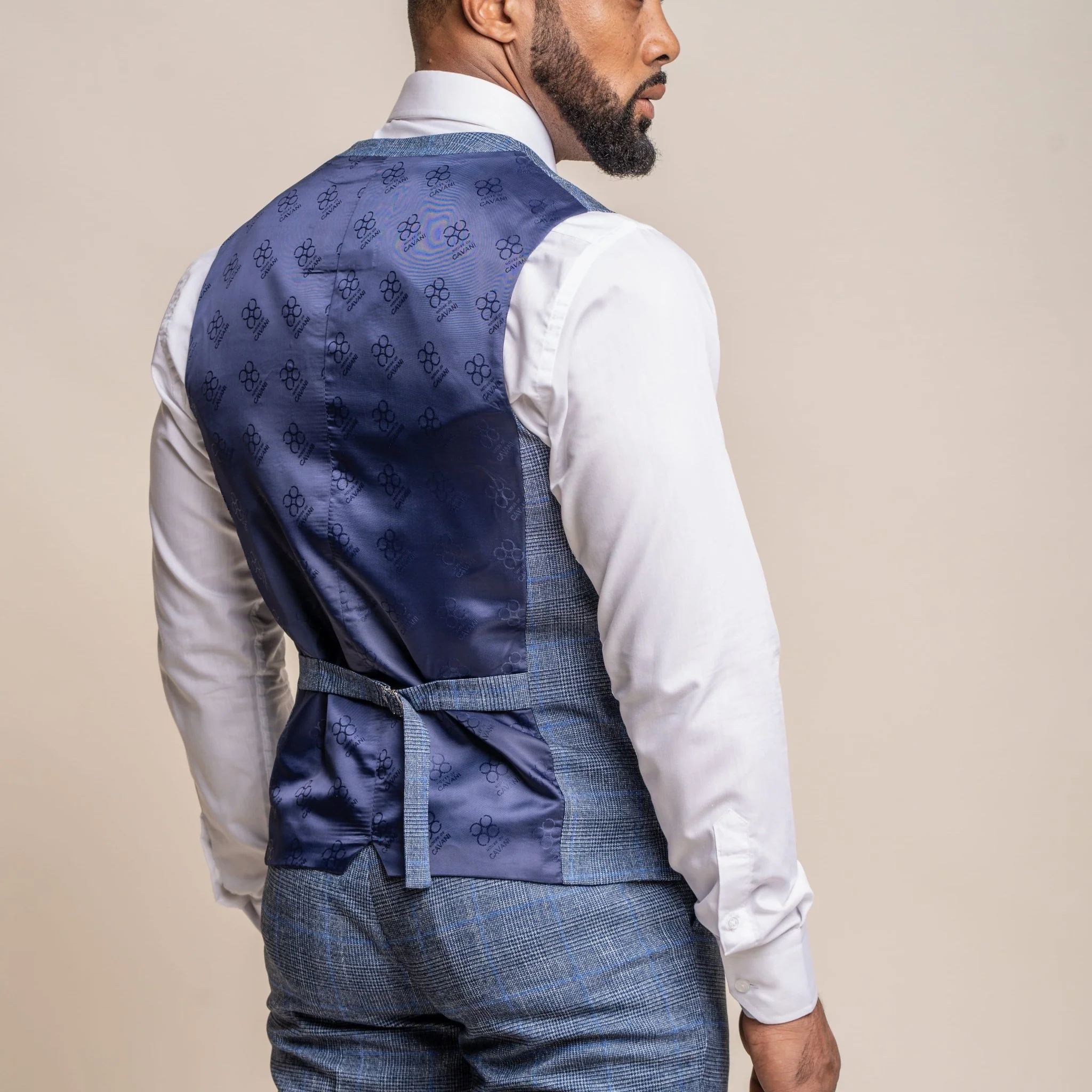 Phantom blue checked waistcoat - Image 3