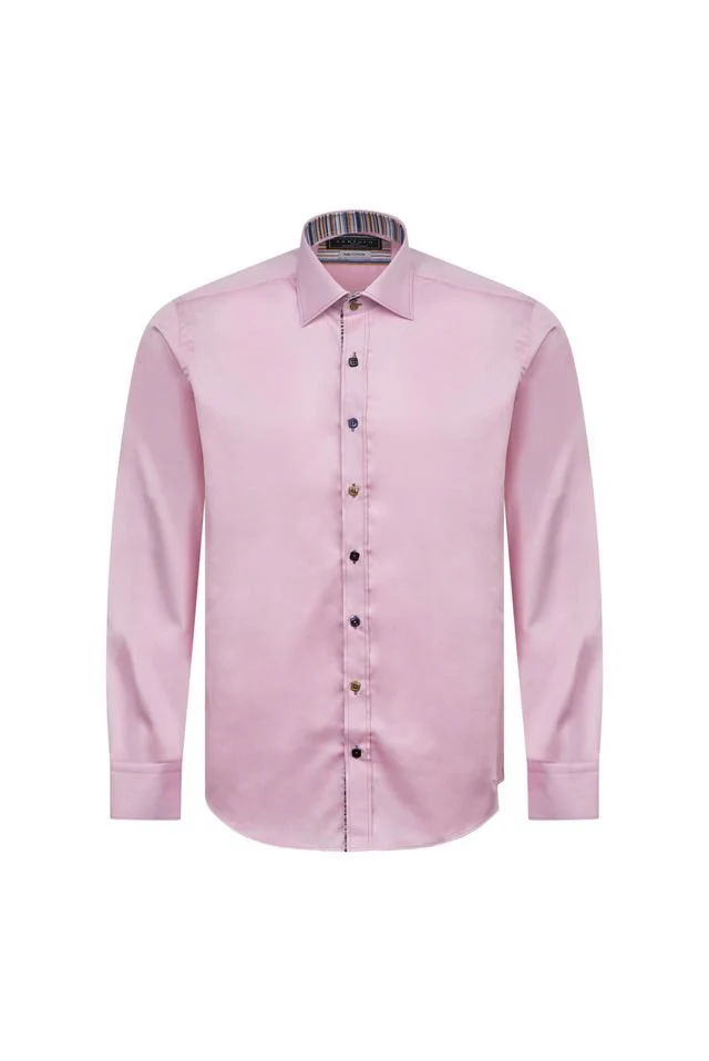 Pink Shirt with Stripe Trim - Image 2