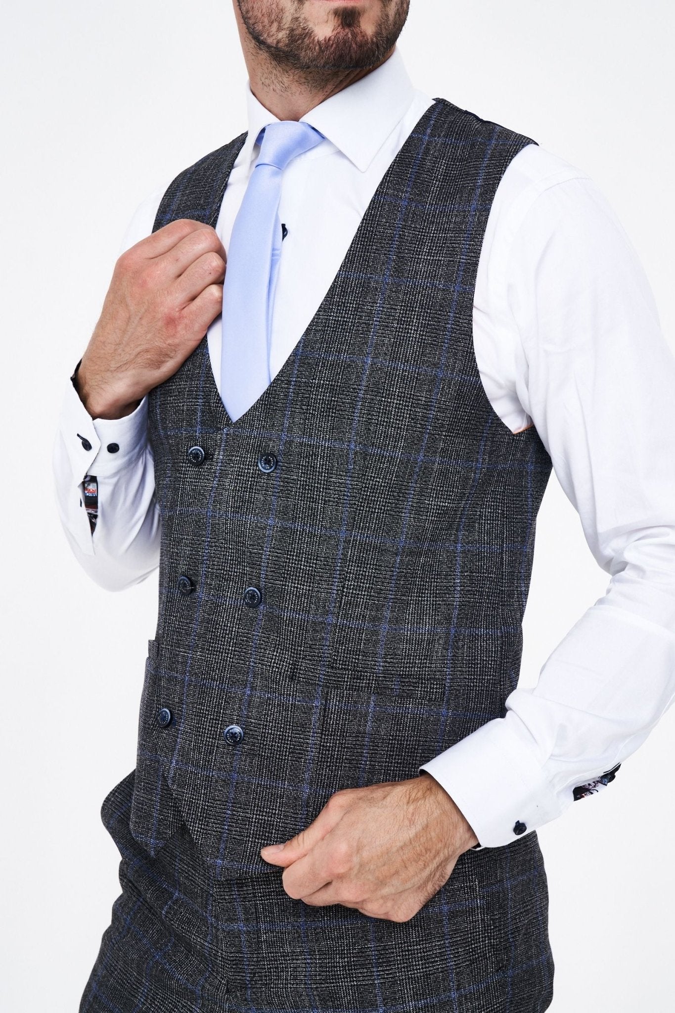 House of Cavani Power Grey Tweed Slim Fit Suit - Image 9