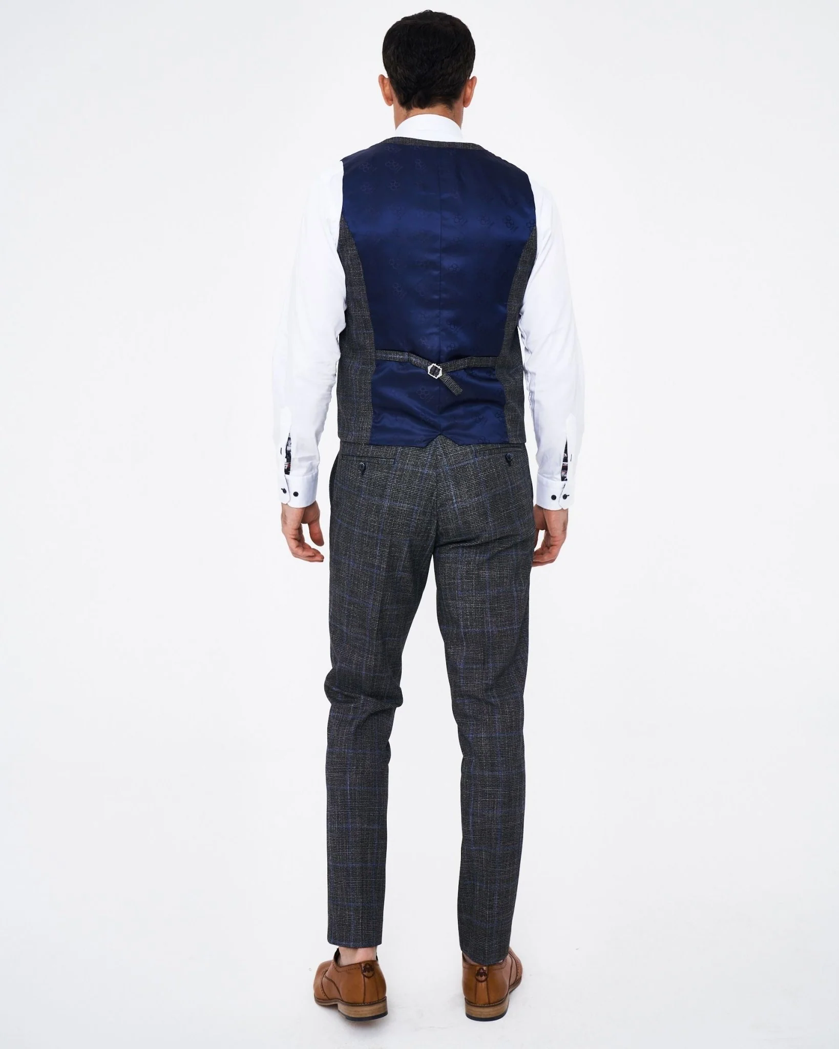 House of Cavani Power Grey Tweed Slim Fit Suit - Image 3
