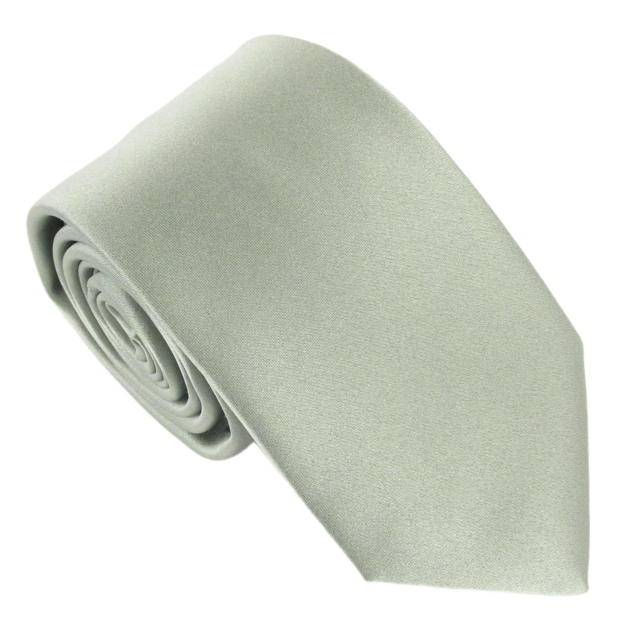 Olive Green Satin Wedding Tie - Image 3