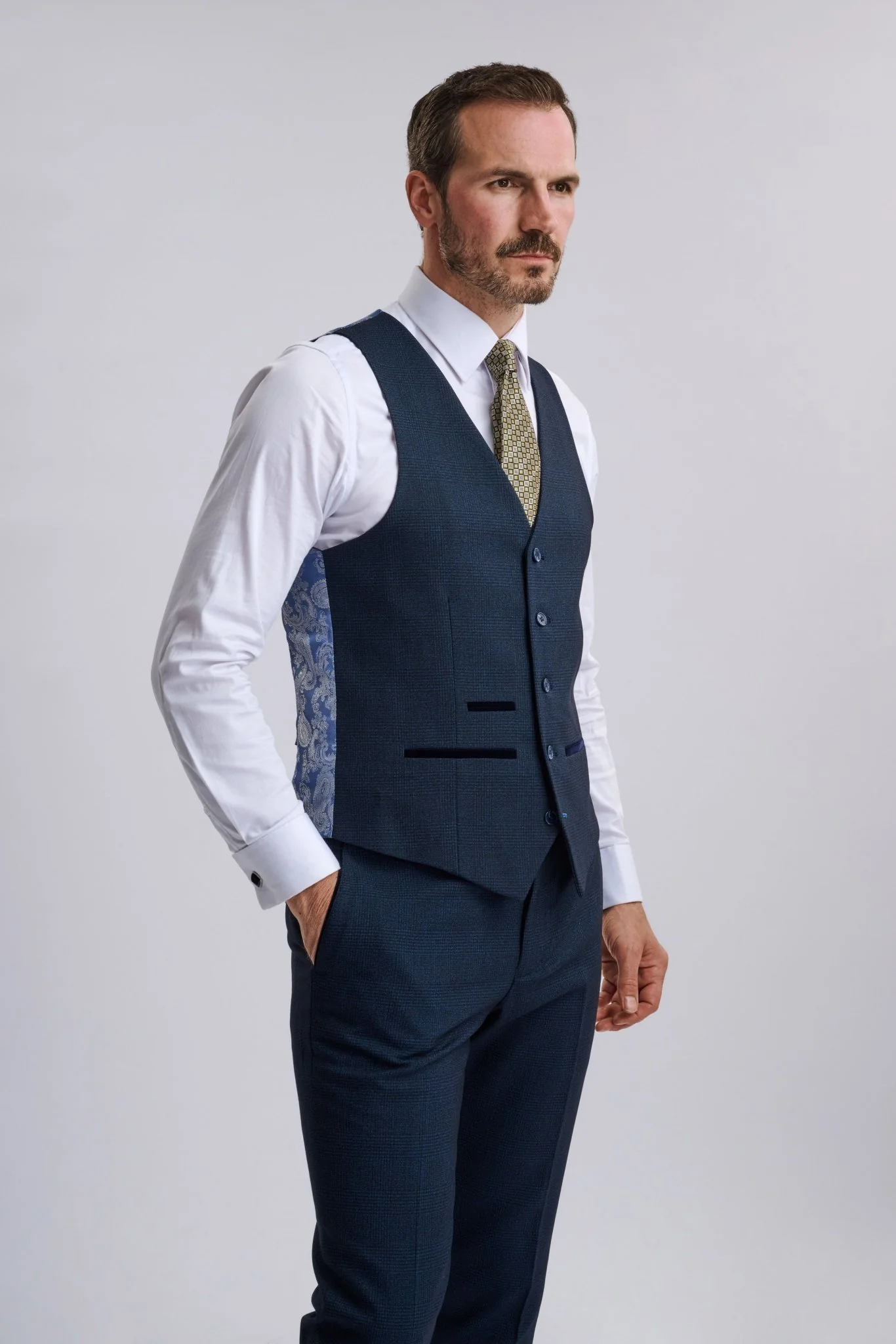 Regent Navy Check Three Piece Suit - Image 2