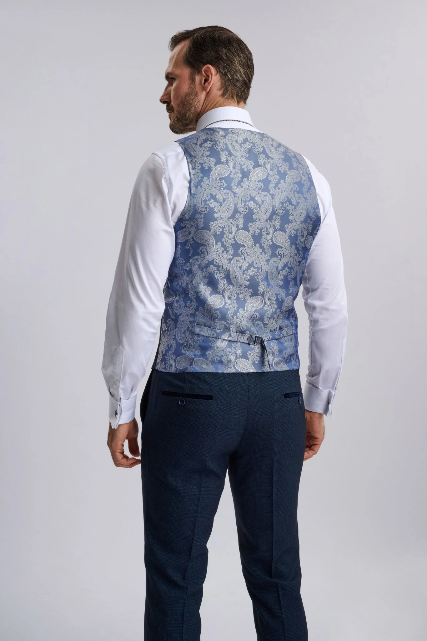 Regent Navy Check Three Piece Suit - Image 3
