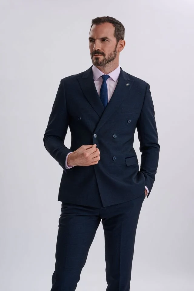 Regent Navy Double-Breasted Two Piece Suit - Image 8