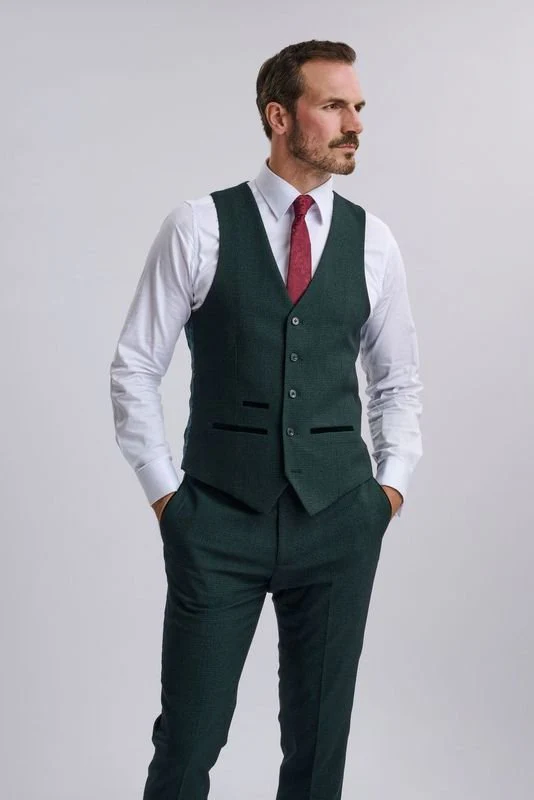 Regent Olive Check Three Piece Suit - Image 2