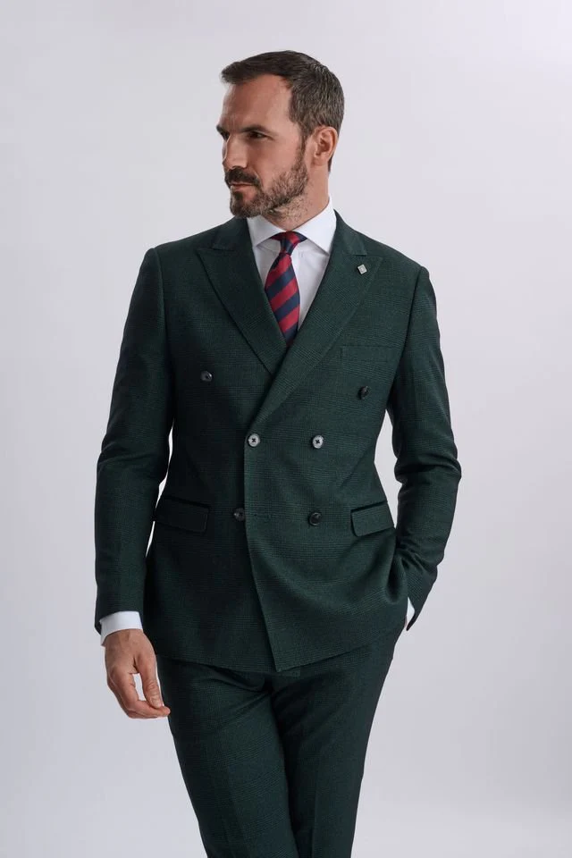 Regent Olive Double-Breasted Two Piece Suit - Image 8