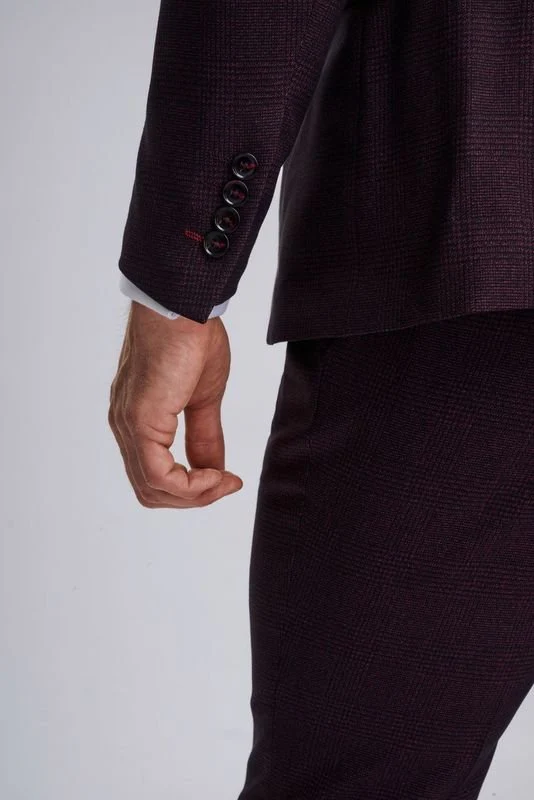 Regent Wine Check Three Piece Suit - Image 10
