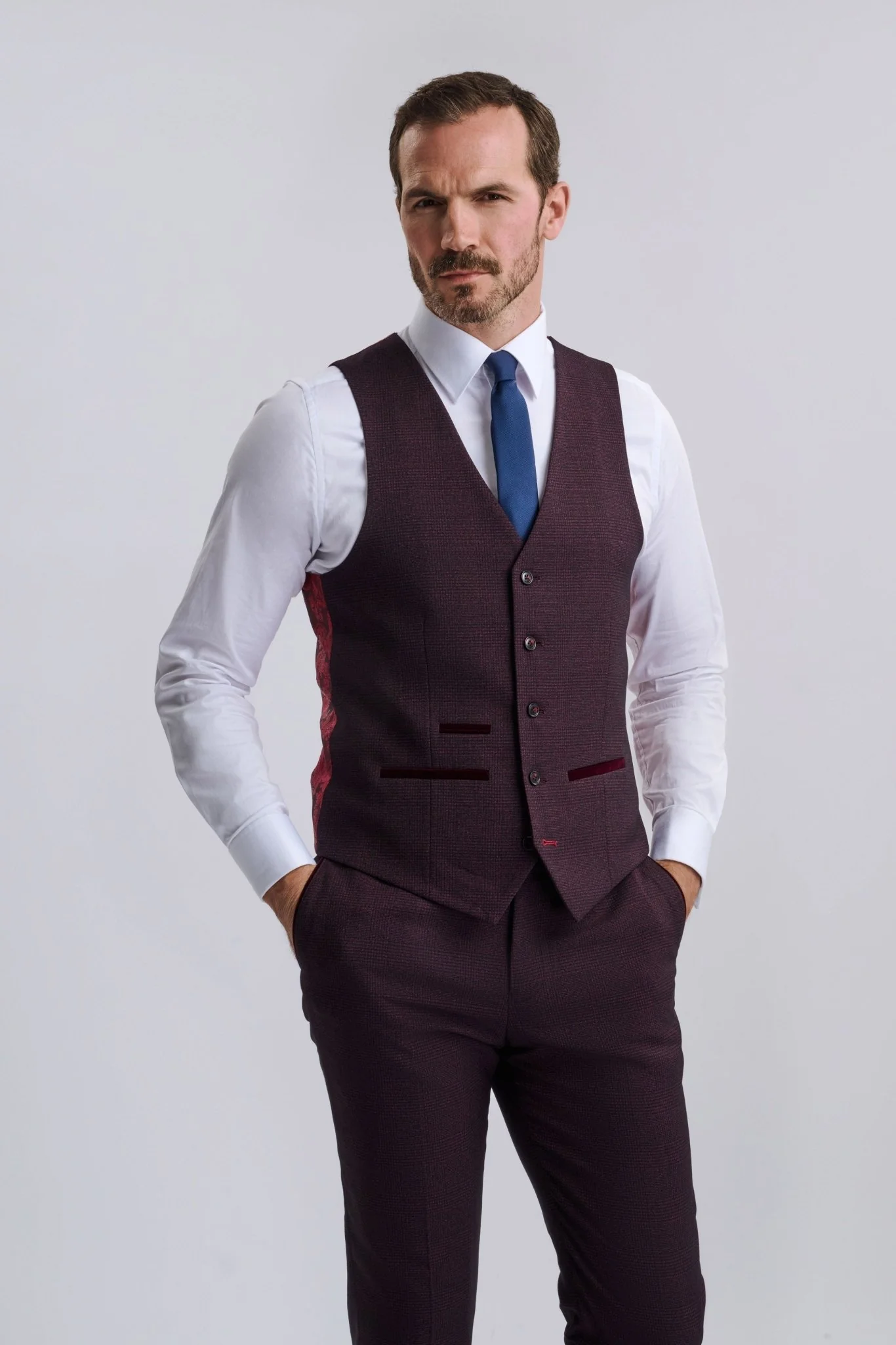 Regent Wine Check Three Piece Suit - Image 2