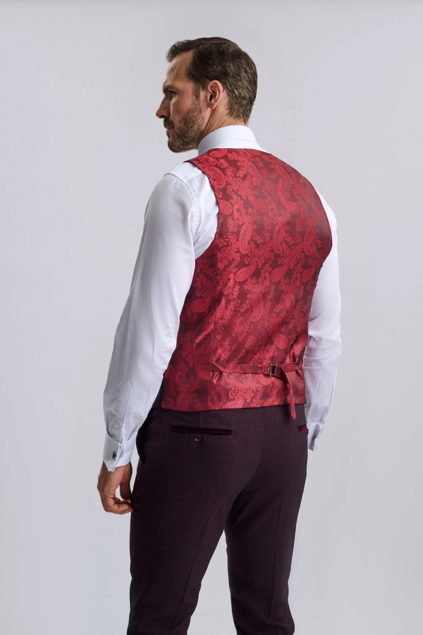 Regent Wine Check Three Piece Suit - Image 3