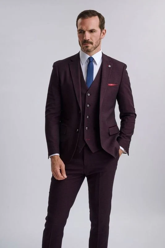 Regent Wine Check Three Piece Suit - Image 4