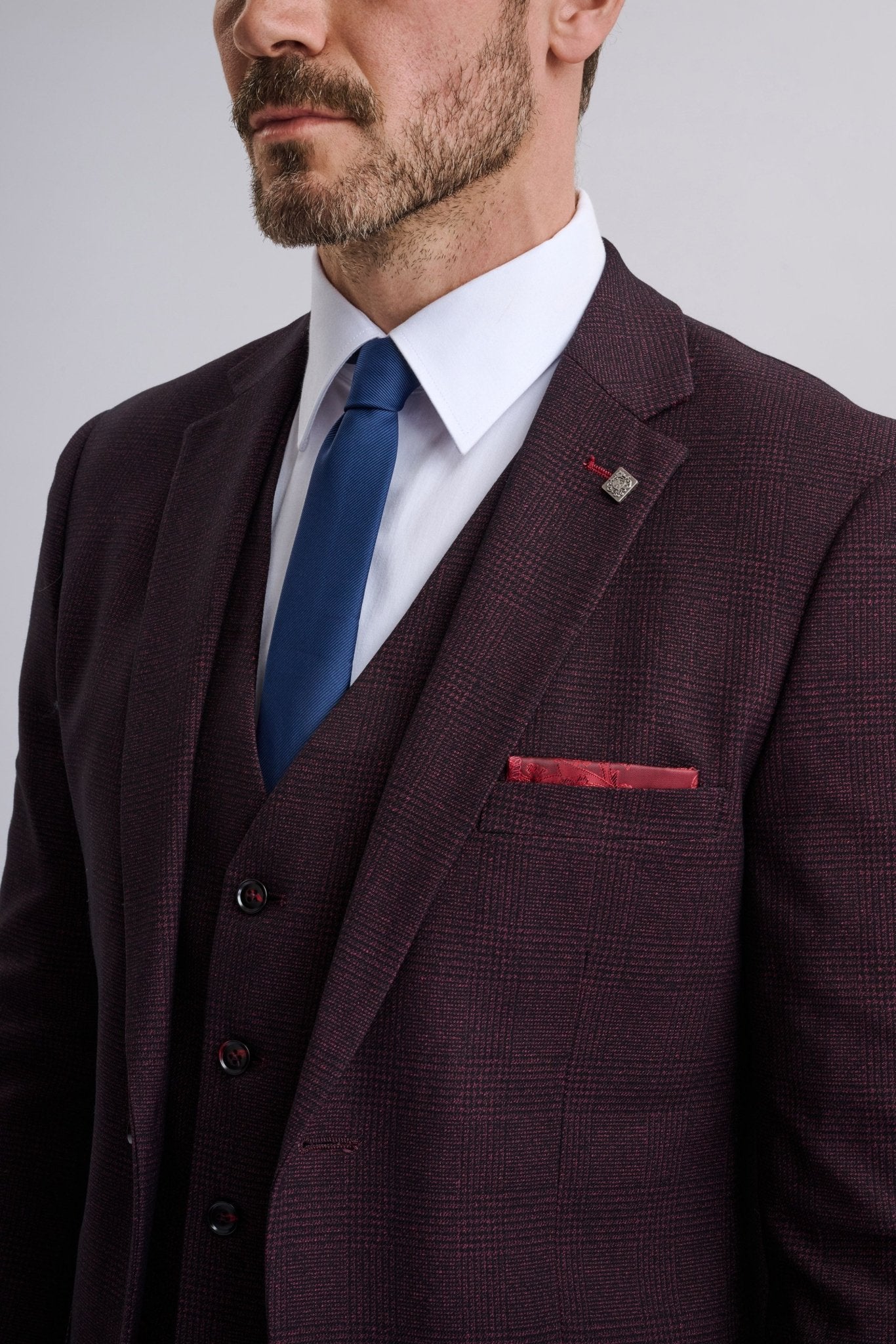 Regent Wine Check Three Piece Suit - Image 5
